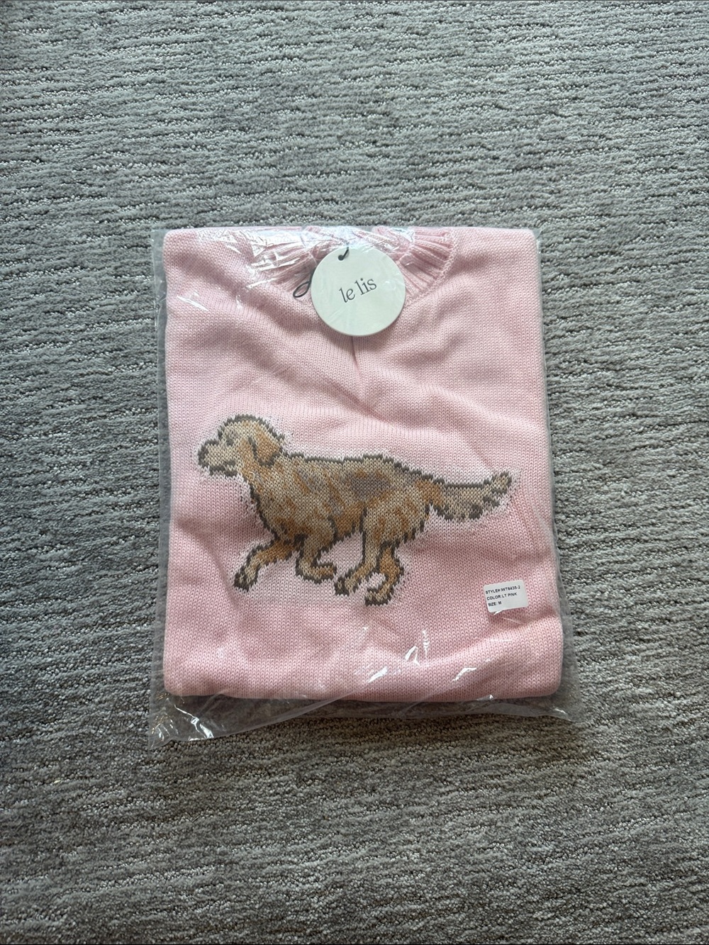 Pink Crewneck Dog Intarsia Sweater - Women Small NEW - Picture 6 of 7